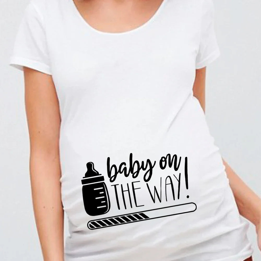 Women Pregnancy T-shirt It's A Girl Baby Print Pregnant Maternity T-shirts Funny Pregnant Women Summer Tees Tops
