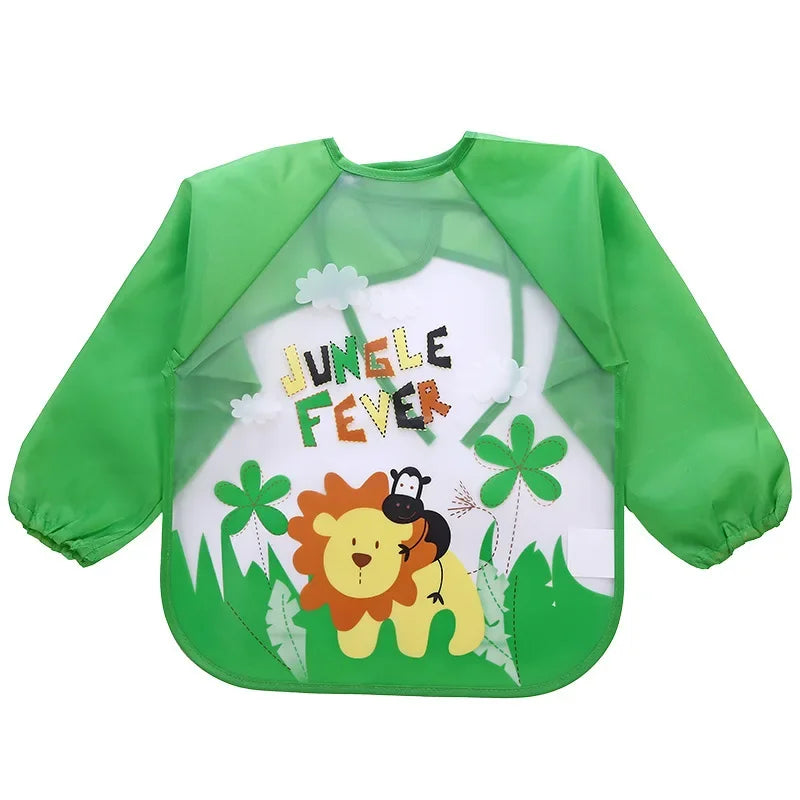 Waterproof Baby Eating Smock – Toddler Cartoon Long Sleeve Art Apron, Soft Feeding Bib & Burp Cloth for Boys & Girls - Kidzy Market