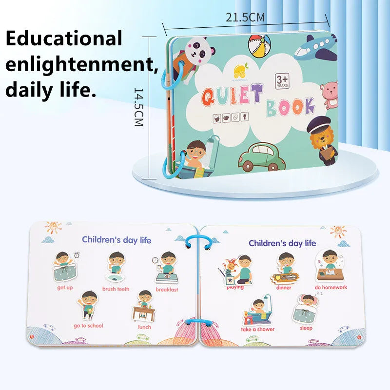 Quiet Book Educational Activity Toys - Kids Repeatedly Busy Card, Paste Matching Puzzle, Cognition Baby Montessori Game
