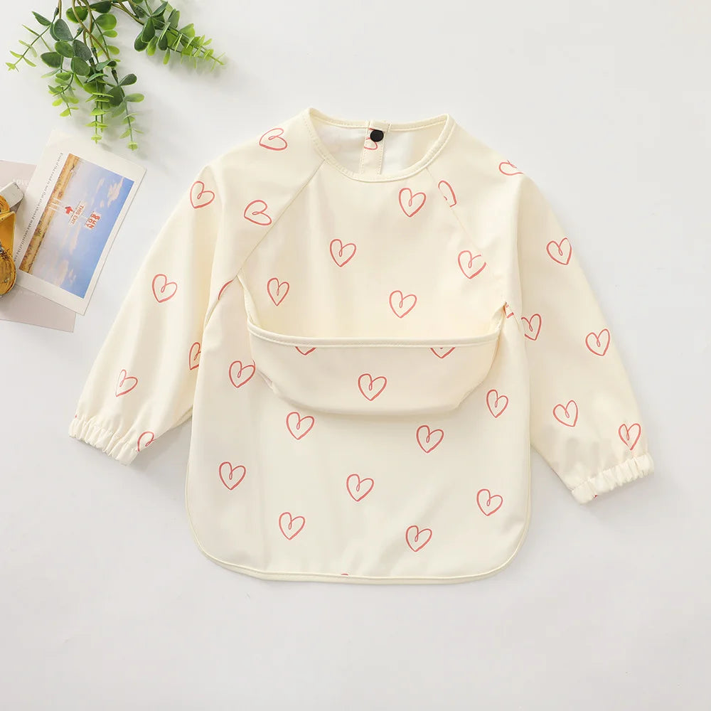 Waterproof Long-Sleeve Baby Bib with Pocket – Full-Cover Feeding Apron & Smock - Kidzy Market