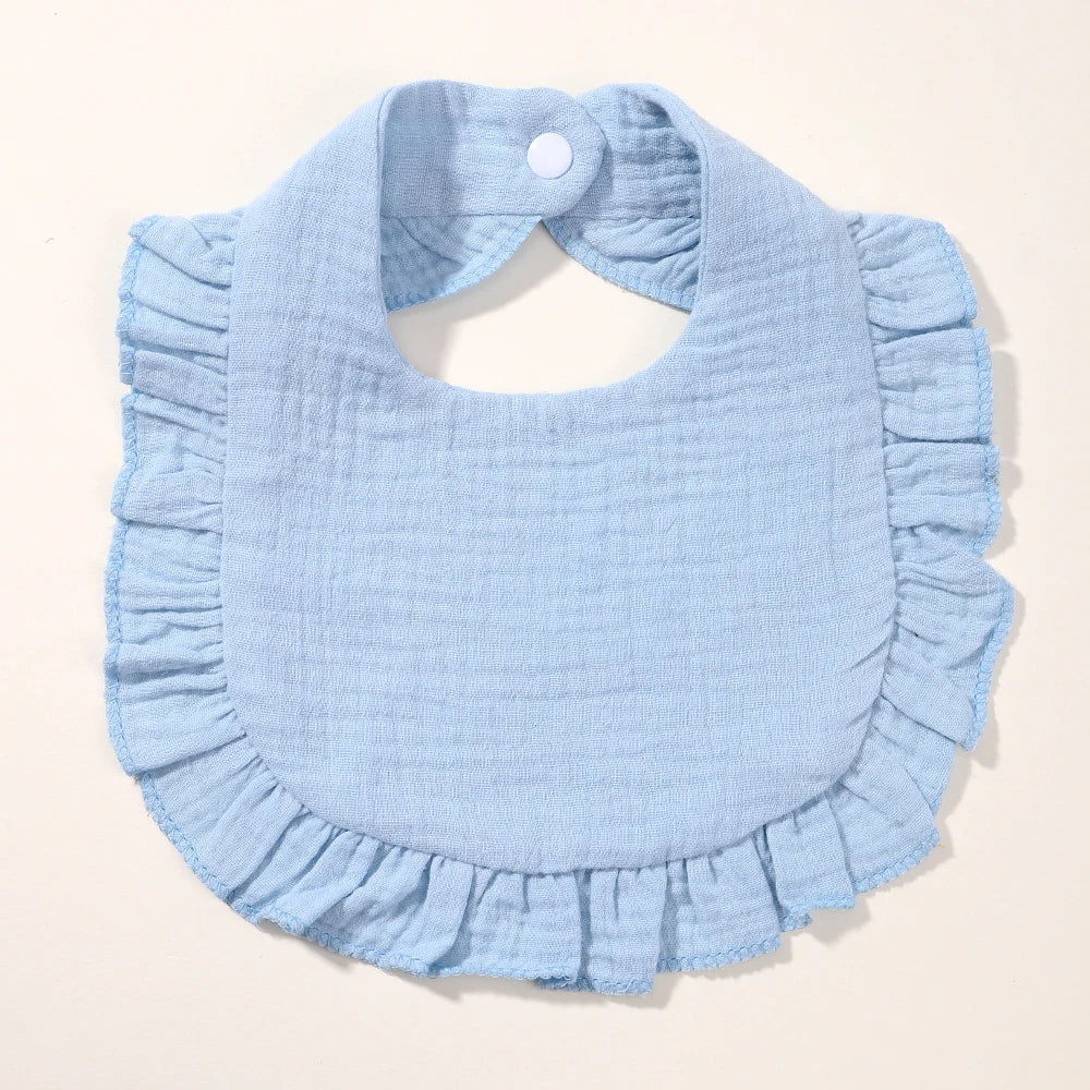Newborn Baby Bibs & Burp Cloths | Solid Color Toddler Bandana Feeding Bibs, Ruffle Saliva Towel for Drool, Baby Accessories - Kidzy Market