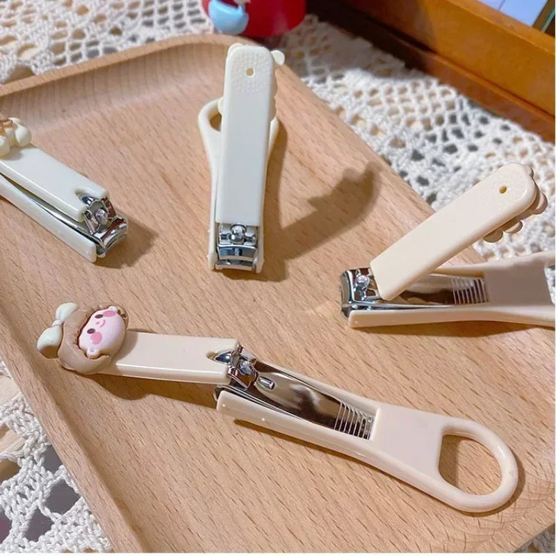 New Cute Cartoon Bear & Bunny Nail Clippers – Anti-Splash Nail Trimmer, Baby Nail Care Accessories, Manicure Tools