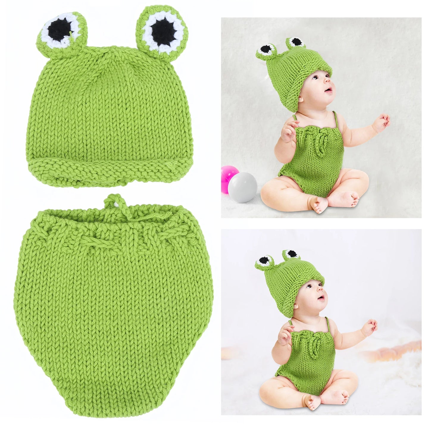 Newborn Baby Hat and Pants Photography Prop Outfit for 0-6 Months Old Baby