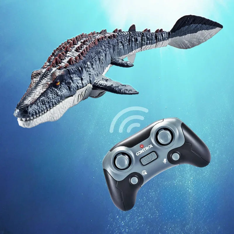 Electric RC Mosasaurus Dinosaur Toy – Remote Control Simulation with Light and Water Spray