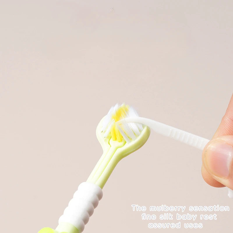 New Baby Three-Sided Toothbrush Cat Claw Design – Soft Bristles for 3-13 Years Old Kids Oral Care