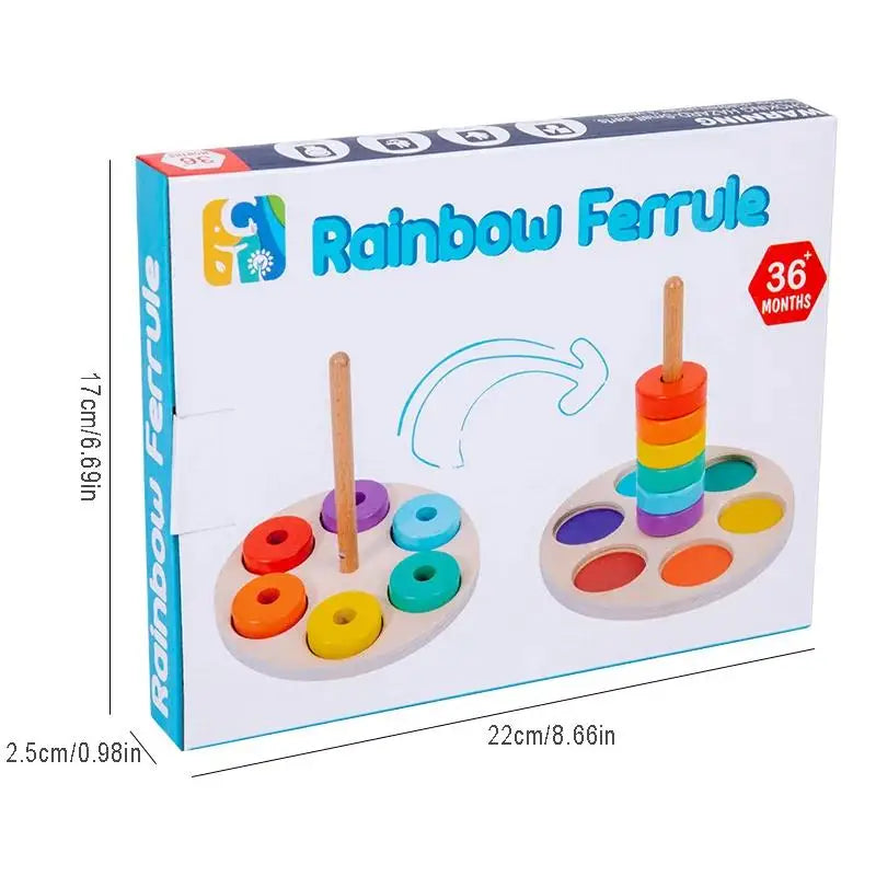 Baby Wooden Rainbow Stacking Toy Montessori Colorful Blocks