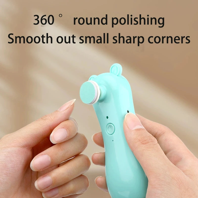 Baby Nail Grinder – Rabbit & Bear Rechargeable Anti-Clamping Nail Clippers, Electric Nail Grinder Set for Newborn Care