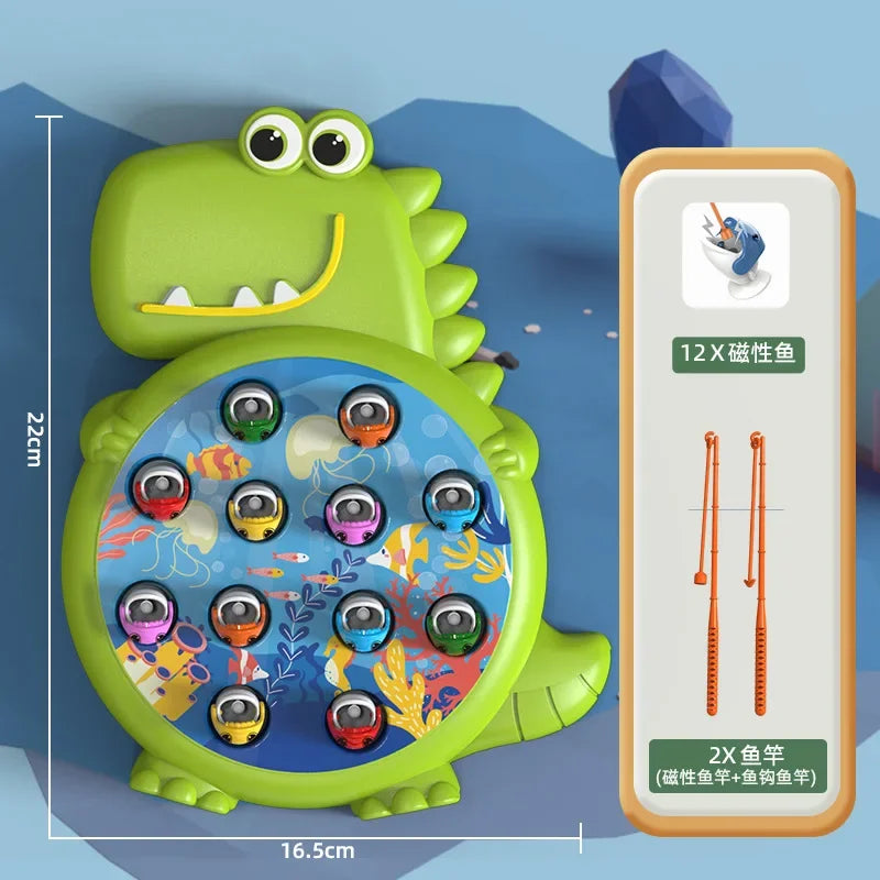 Dinosaur Magnetic Fishing Toys – Simple Play Rod Game, Montessori Educational Toy for Babies and Kids, Rotating Rod Gift