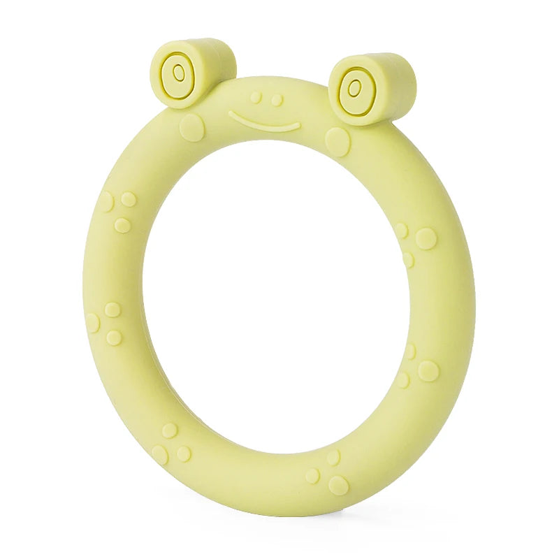 TYRY.HU 1Pc Baby Silicone Teether - BPA-Free Cartoon Frog & Deer Teething Necklace Pendant, Nursing Teeth Gift, Baby Silicone Teether