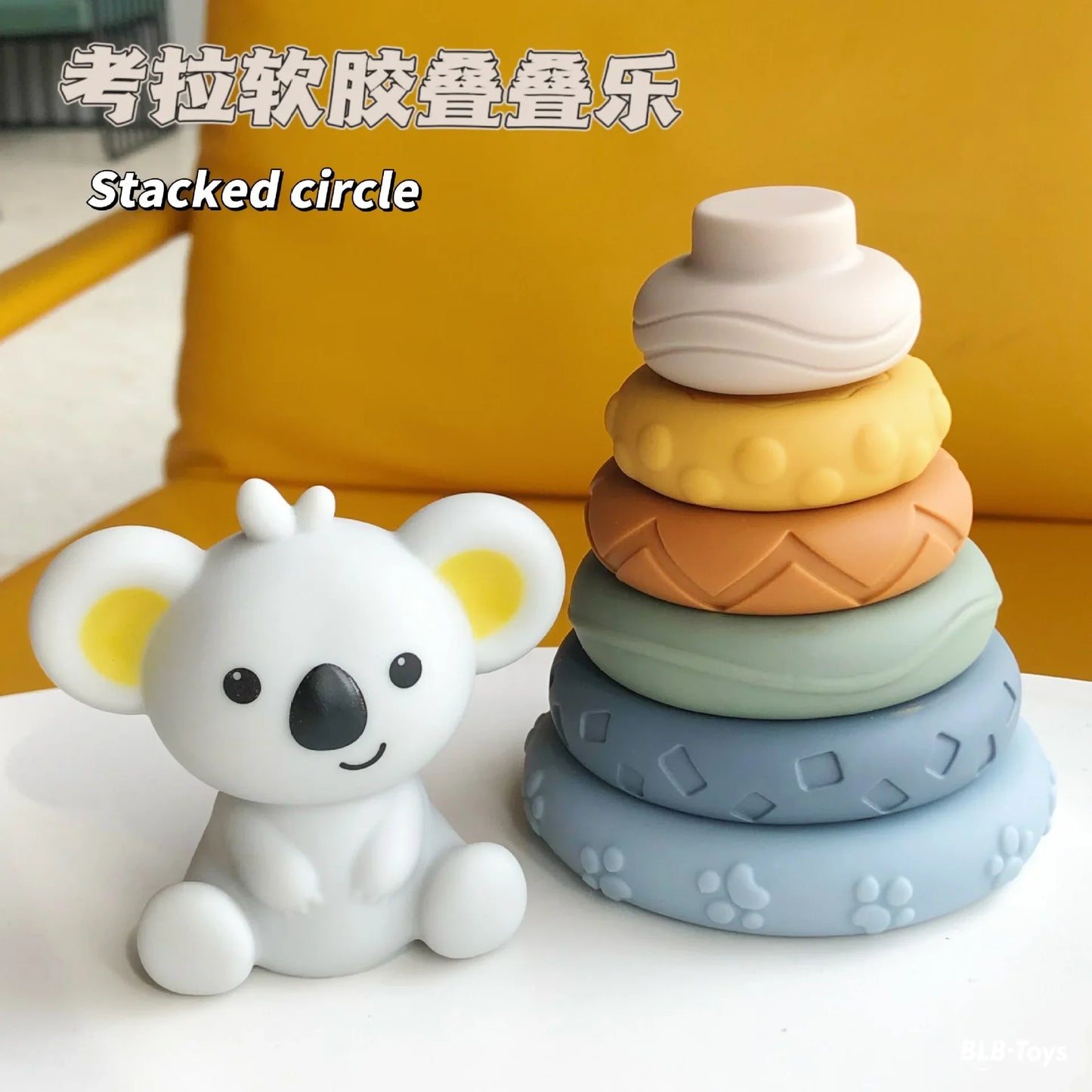 Soft Silicone Block Toy Stacking Tower Bath Teether Montessori