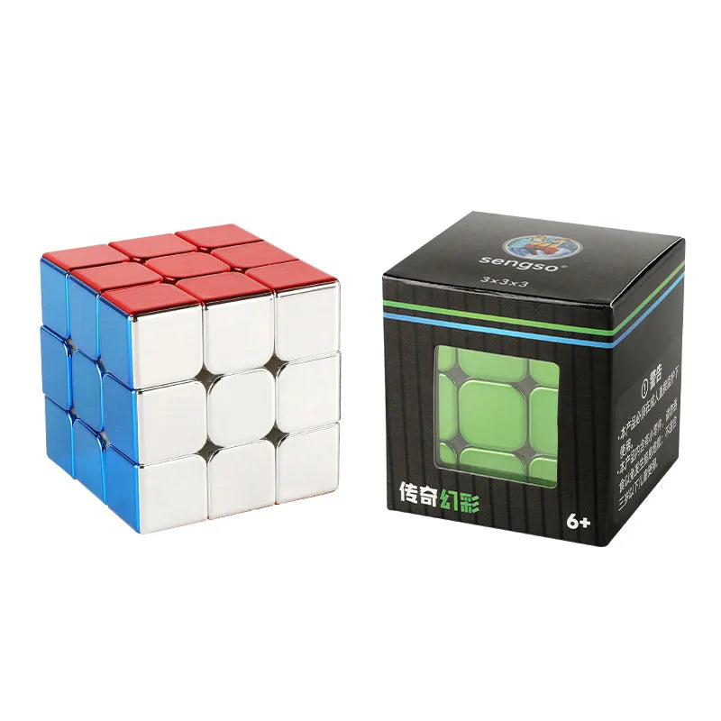 Shengshou Metal Magnetic 3x3 Magic Speed Cube, Stickerless, Professional Fidget Toy, Sengso Legend Electroplate Cubo Magico Puzzle
