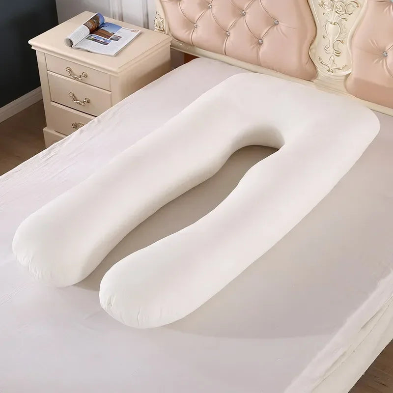 Soft Fleece Pregnancy Pillow - U-Type Lumbar Cushion for Pregnant Women, Multi-Function Side Protection, Pillowcase, PP Cotton