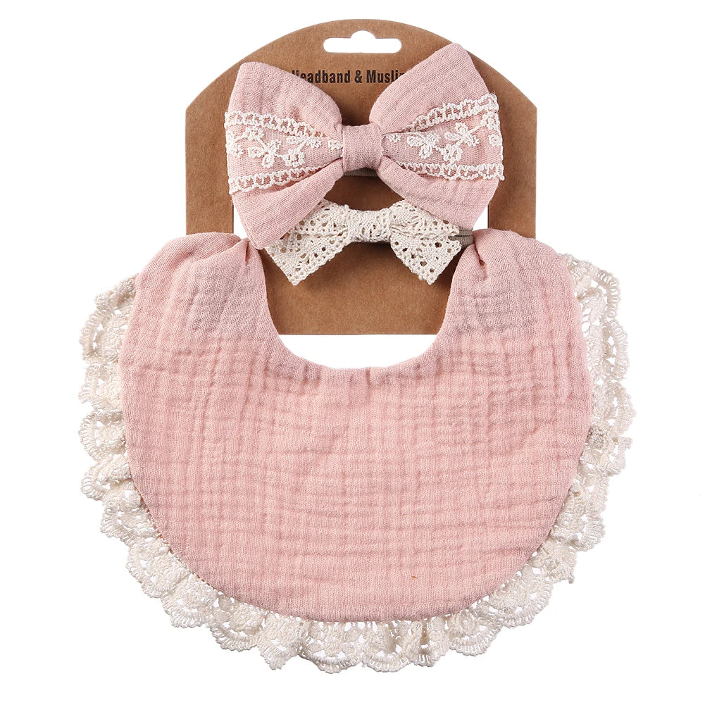 3Pcs/Set Muslin Cotton Bamboo Baby Bibs with Tassel Lace | Adjustable Feeding Drool Burp Cloths for Boys & Girls | Infant Scarf Towel Set - Kidzy Market