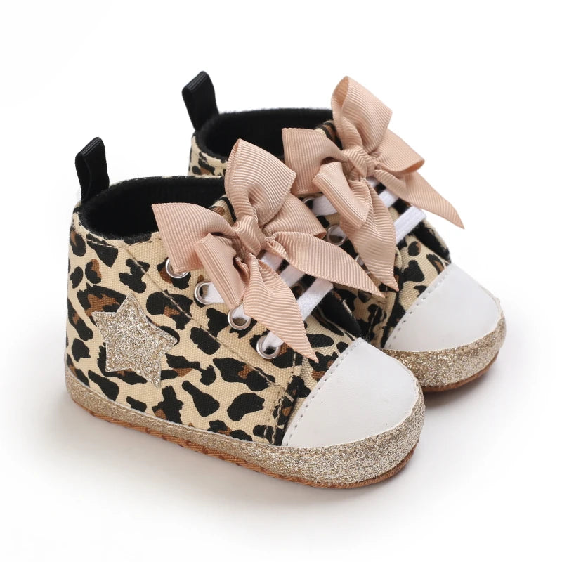 0-18M Newborn Baby Shoes – Cute Leopard Pattern Sports Sandals, Soft Sole Comfortable Walking Shoes for Girls