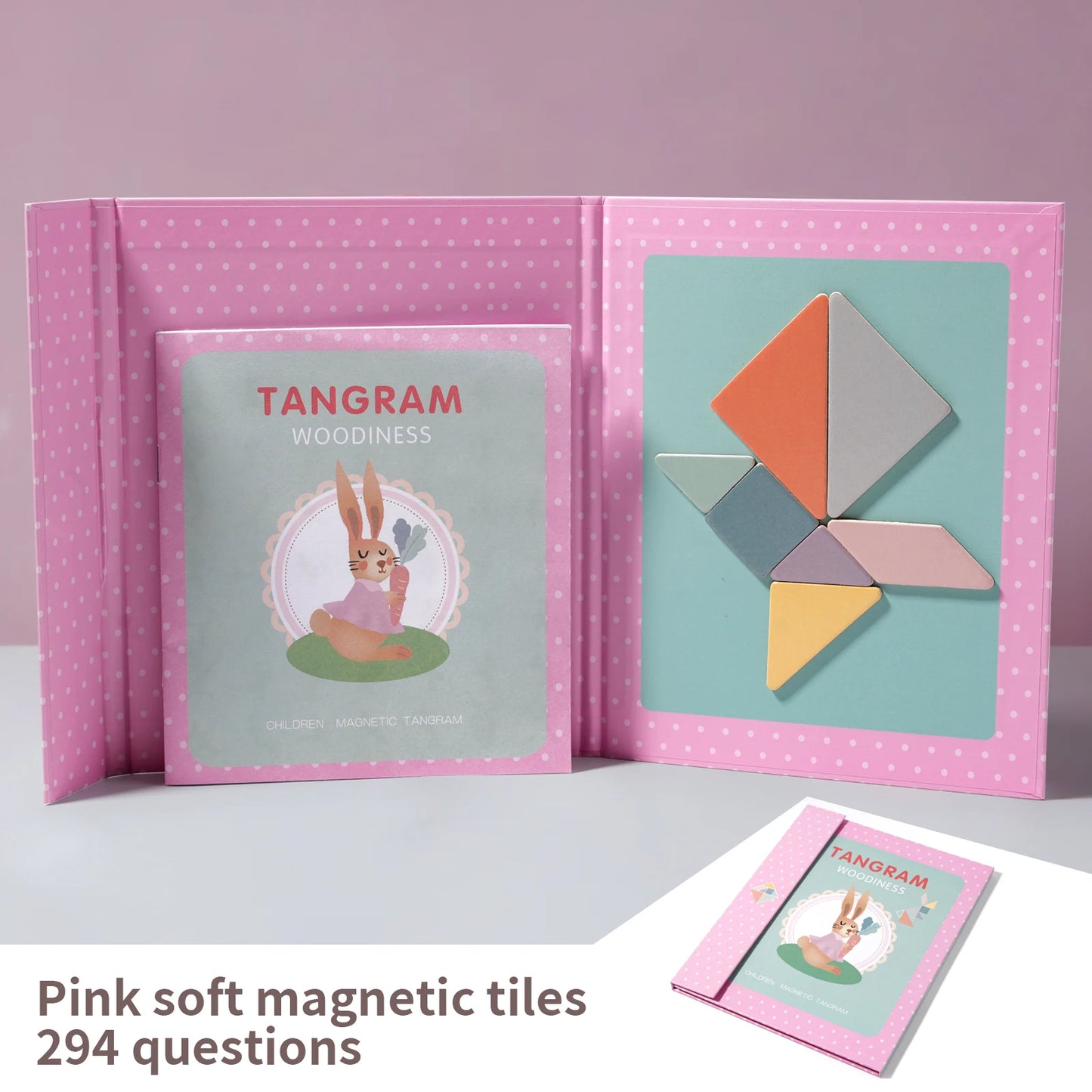 Wooden Magnetic Tangram Puzzle Book – Portable Montessori Educational Toy for Kids