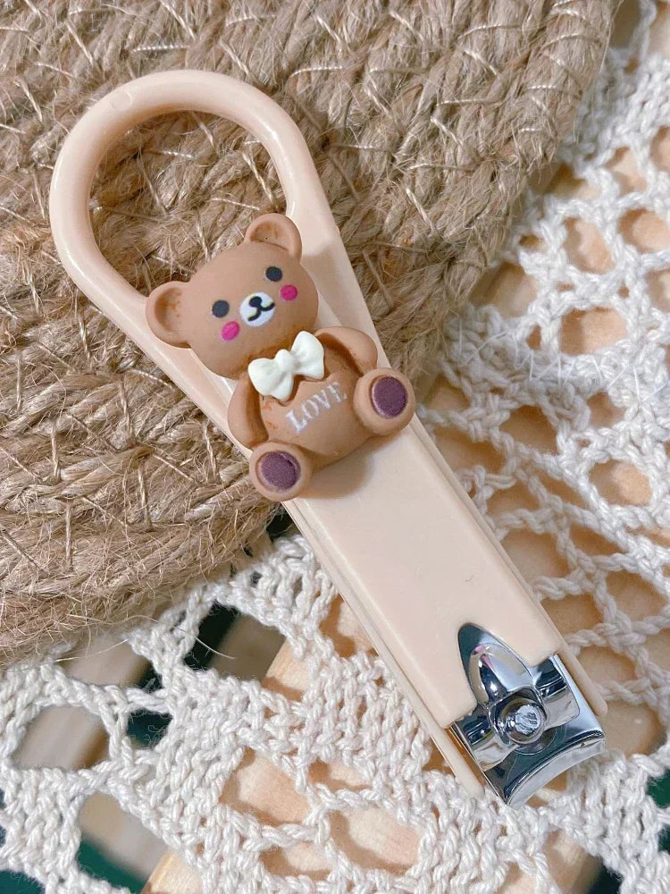 New Cute Cartoon Bear & Bunny Nail Clippers – Anti-Splash Nail Trimmer, Baby Nail Care Accessories, Manicure Tools