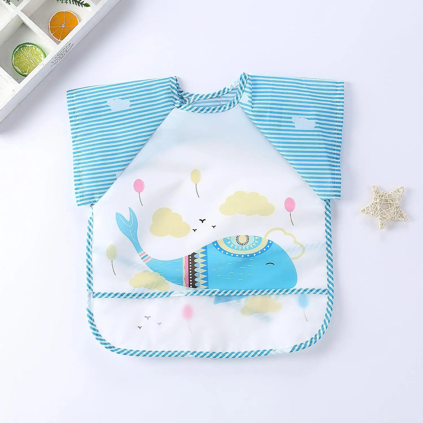 Waterproof Long-Sleeve Baby Bib – Cute Cartoon Apron with Pocket for Self-Feeding (0-3Y) - Kidzy Market