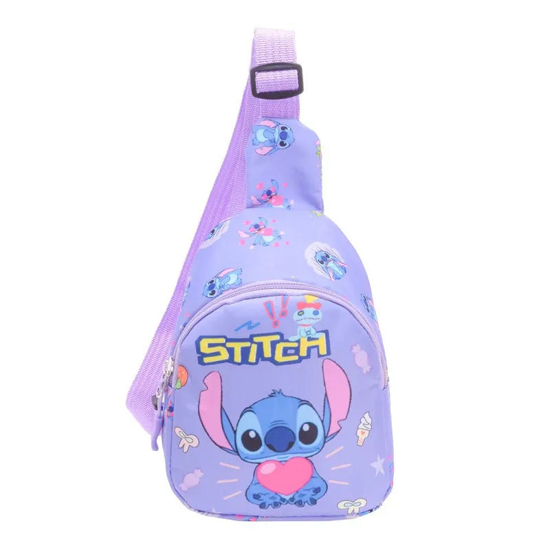 Kawaii Stitch Disney Girls Chest Bag – Cute Mini Outdoor Shoulder Bag for Boys & Girls, Children Zipper Waist Bag, Xmas Gift - Kidzy Market