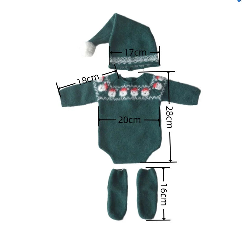 Christmas Baby Clothes Newborn Photography Props Knitted Outfit Costume Infant Photo Shoot Accessories for Boys