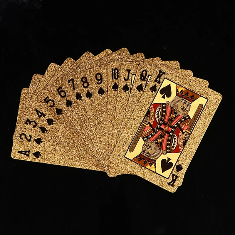 24K Gold Waterproof Playing Cards - Plastic Poker Deck, PET Table Game for Halloween & Christmas, Family Game Night Gift