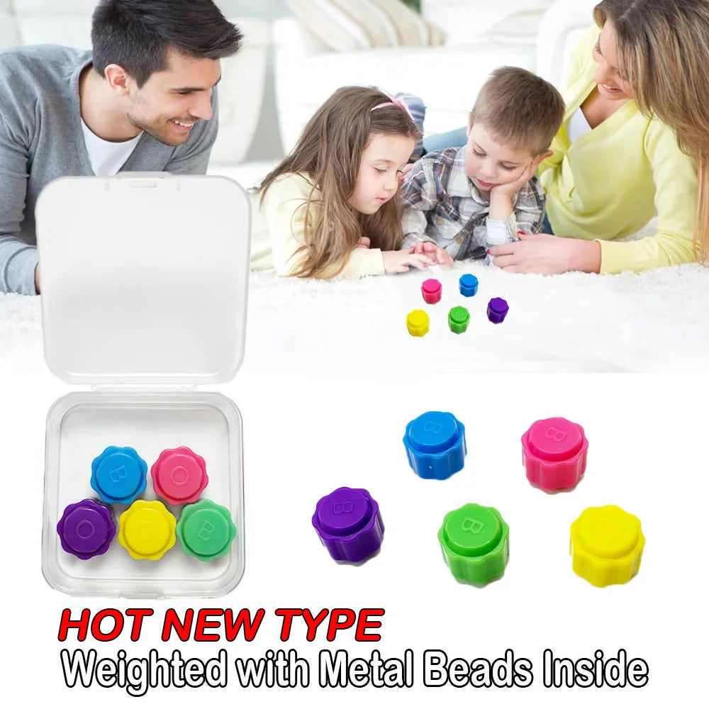 Korea Traditional Gonggi Game Set - 5/12 Pcs with Weighted Jack Stones & Metal Beads, Finger Exercise Toy