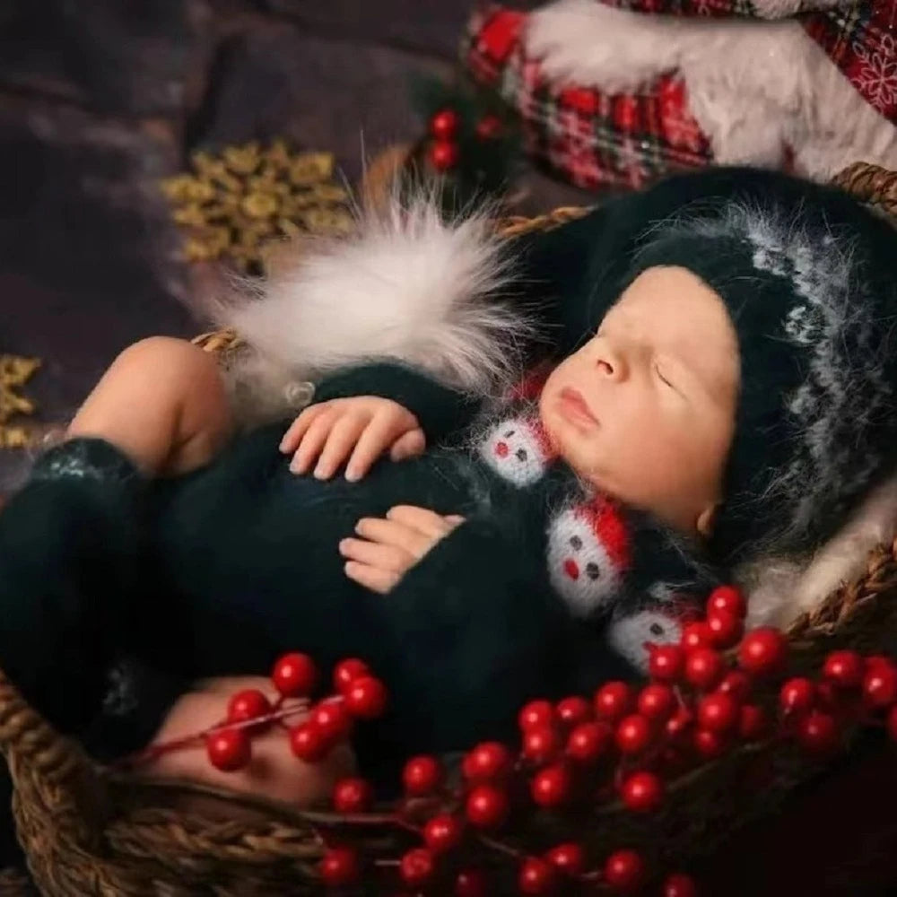 Christmas Baby Clothes Newborn Photography Props Knitted Outfit Costume Infant Photo Shoot Accessories for Boys