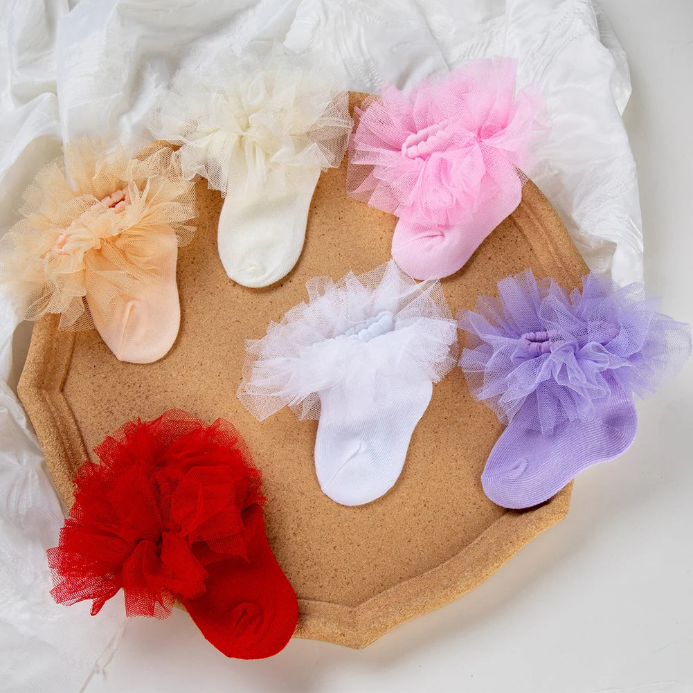 0-24M New Summer Thin Korean Lace Princess Baby Socks | Comfortable, Elastic, Soft & Breathable Leg Tights for Girls