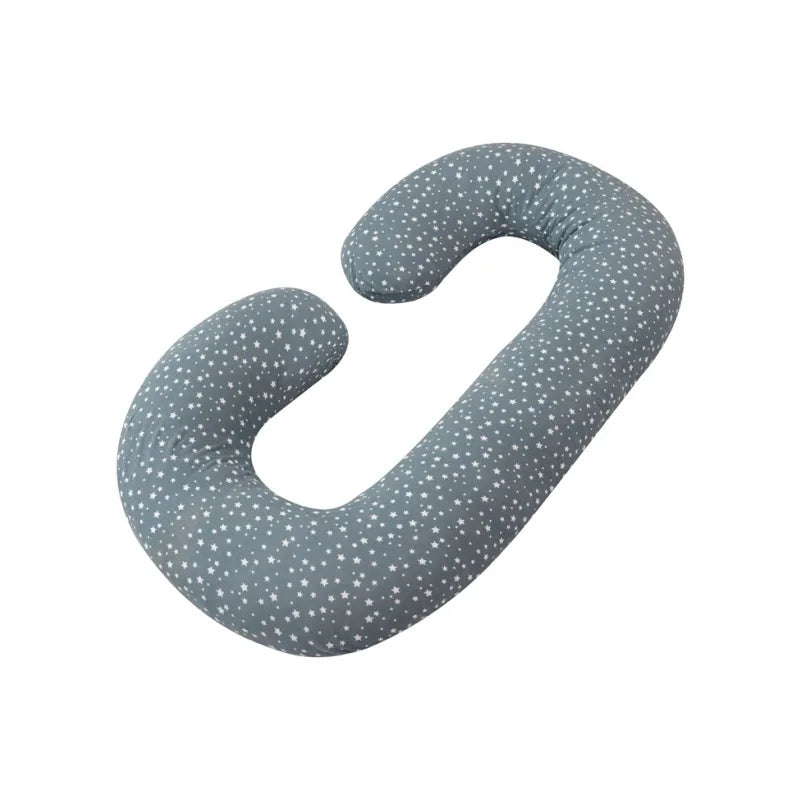 C-Shaped Pregnancy Pillow with Star Pattern – Supportive Belly and Back Pillow for Side Sleeping, Solid Color Maternity Pillow