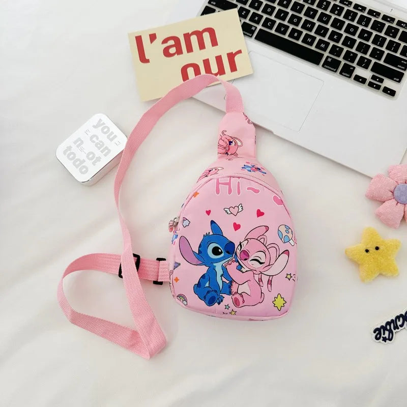 Kawaii Stitch Disney Girls Chest Bag – Cute Mini Outdoor Shoulder Bag for Boys & Girls, Children Zipper Waist Bag, Xmas Gift - Kidzy Market