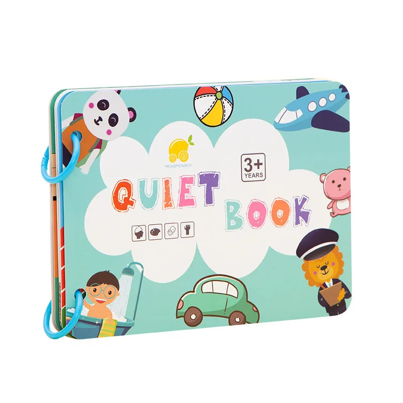 Quiet Book Educational Activity Toys - Kids Repeatedly Busy Card, Paste Matching Puzzle, Cognition Baby Montessori Game