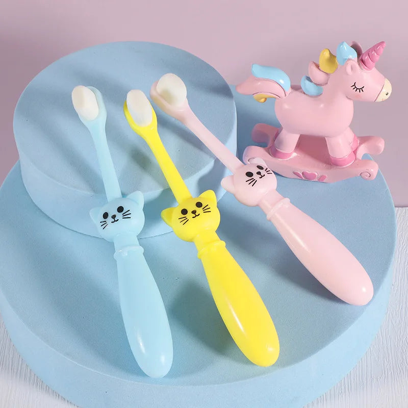Children's Cartoon Cat Toothbrush, Super Soft Bristles, High Quality Training Toothbrush for 1-6Y Kids Dental Care