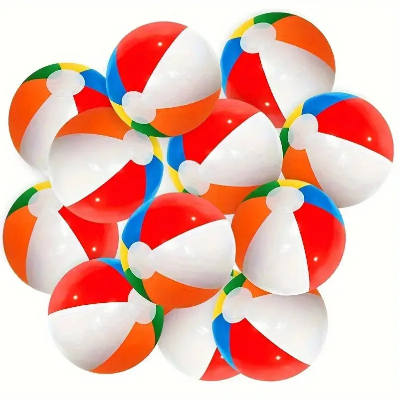 10-Piece Colorful Inflatable Beach Balls Set for Swimming Pool and Water Games