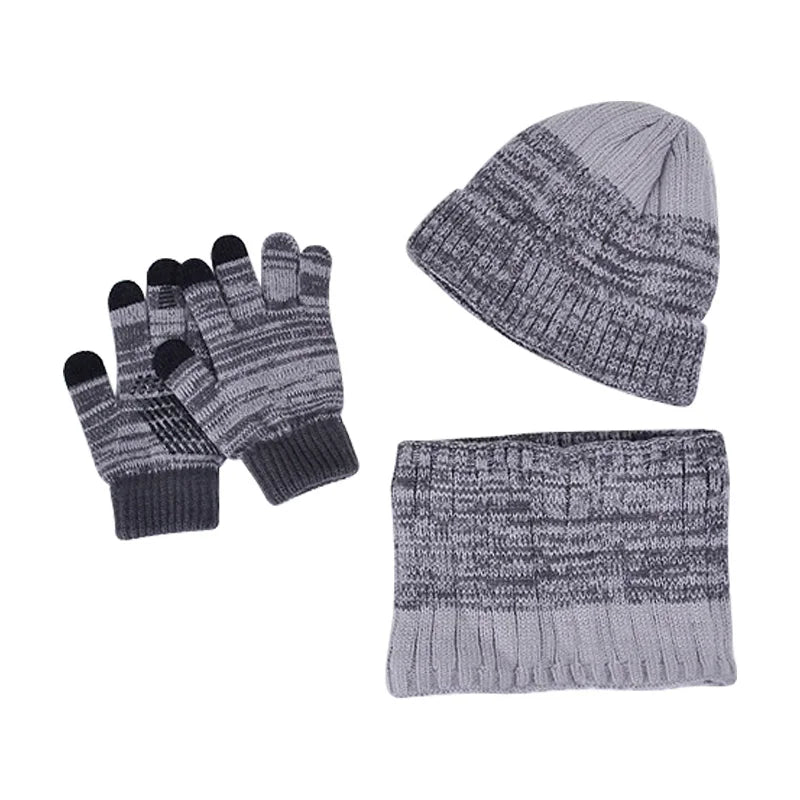 Winter Children’s Hat, Scarf & Gloves Set – Knitted Beanie with Thick Velvet Lining – Warm Neck Warmer & Mittens for Boys & Girls (4-10Y)