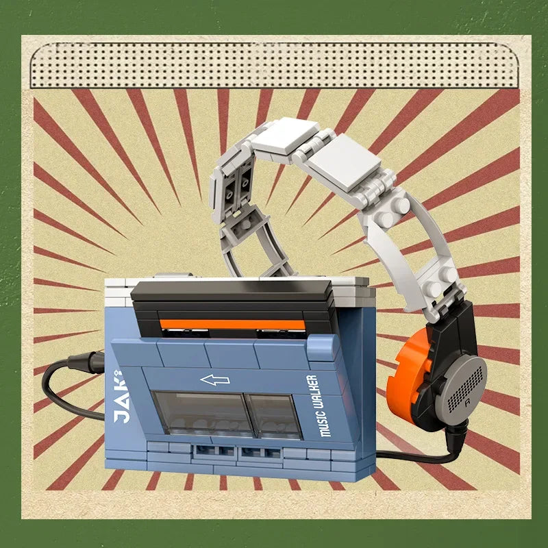 DIY Retro Electrical Appliances Building Blocks – TV, Computer, Tape, Walkman, Game Console, and Radio Model Set
