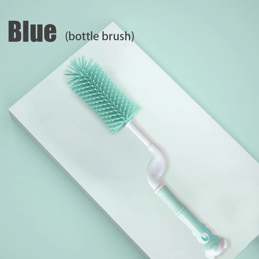 Baby bottle nipple cleaning brush made of liquid silicone, ideal for cleaning children's cups and nipples—an essential home item.