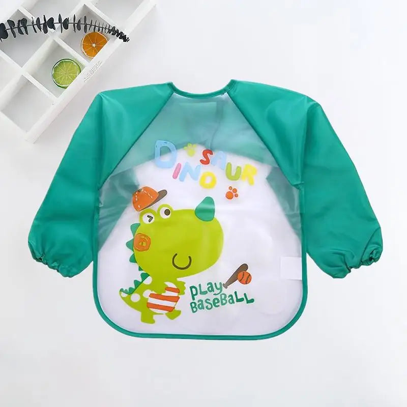 Waterproof Long-Sleeve Baby Bib – Cute Cartoon Apron with Pocket for Self-Feeding (0-3Y) - Kidzy Market