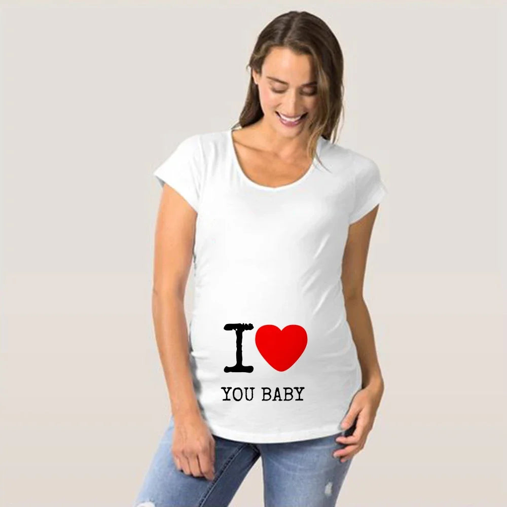 Baby Loading Pls Wait Pregnant Women T-shirt Funny Pregnancy Shirts for Moms Cute Pattern Maternity Shirt Short Sleeve Tops
