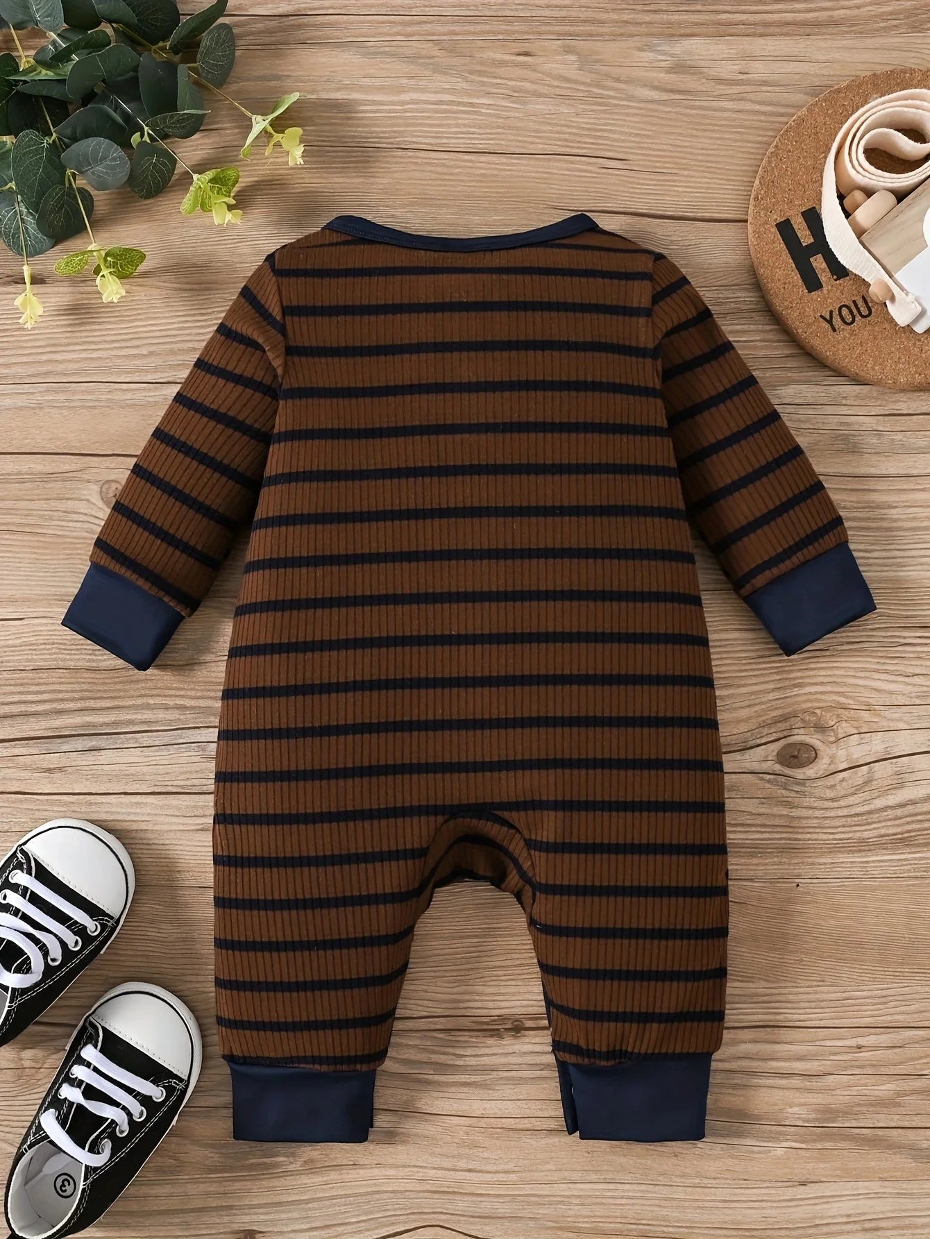 Newborn Baby Boy Striped Jumpsuit – Long-Sleeve Casual Romper (Spring & Autumn, 0-2 Years)