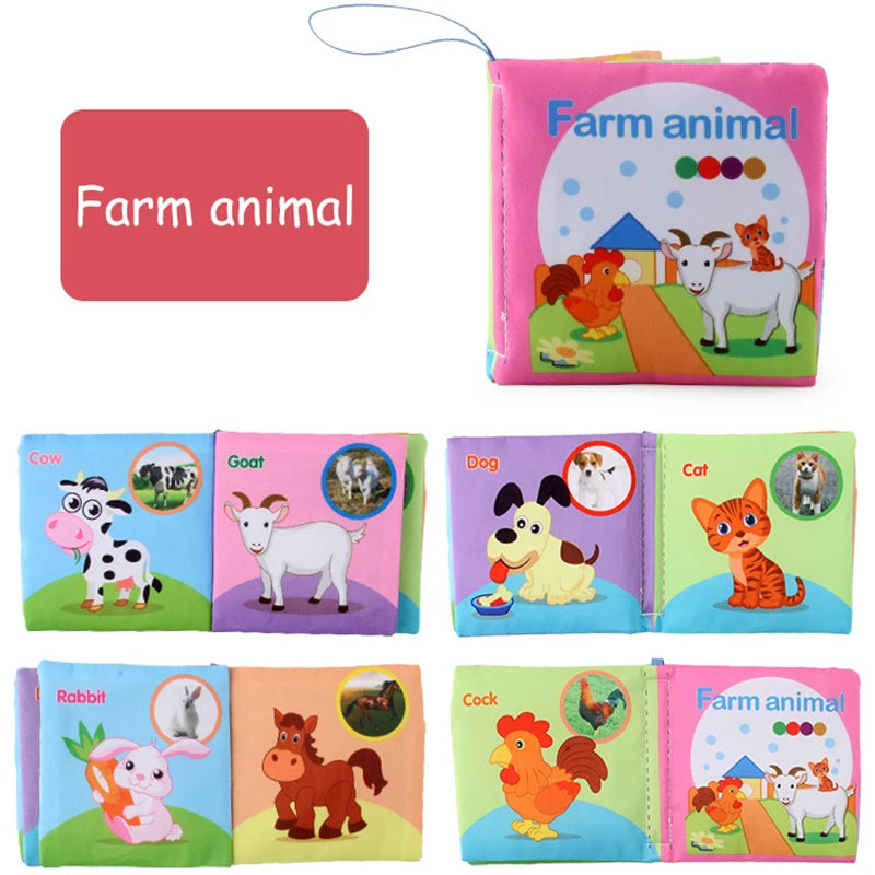 Baby Soft Cloth Book for Newborns 0-12 Months - 3D Animal Family Cognitive Montessori Early Educational Toy, Gift for Kids
