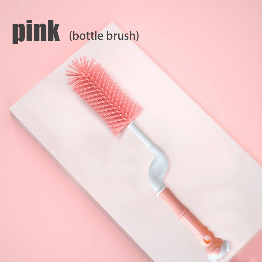 Baby bottle nipple cleaning brush made of liquid silicone, ideal for cleaning children's cups and nipples—an essential home item.