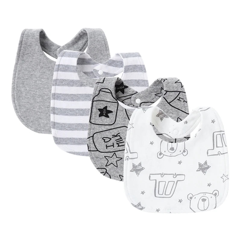 4Pcs Soft Cotton Baby Bibs – Newborn Burp Cloths & Saliva Towels for Boys & Girls - Kidzy Market