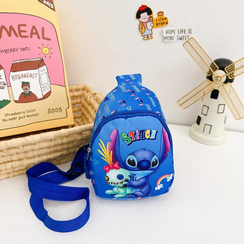Kawaii Stitch Disney Girls Chest Bag – Cute Mini Outdoor Shoulder Bag for Boys & Girls, Children Zipper Waist Bag, Xmas Gift - Kidzy Market