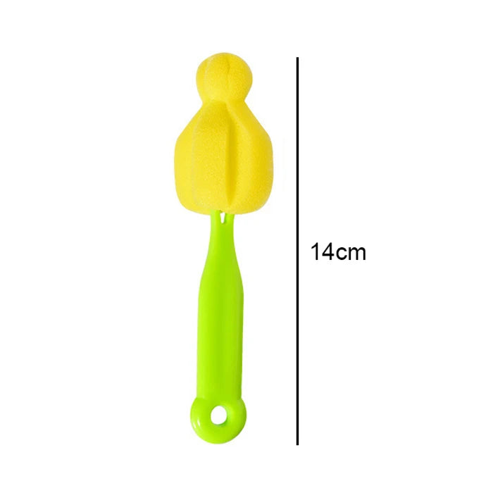 Sponge Nipple Cleaning Brush – Long Handle Baby Pacifier & Straw Scrubber, 360° Glass Cup & Kitchen Cleaning Tool