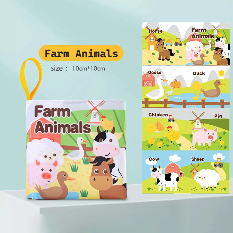 Visual Stimulus Cloth Book - Montessori Early Educational Toy, Cartoon Activity Fabric Book for Toddlers, Kids Gift for Babies