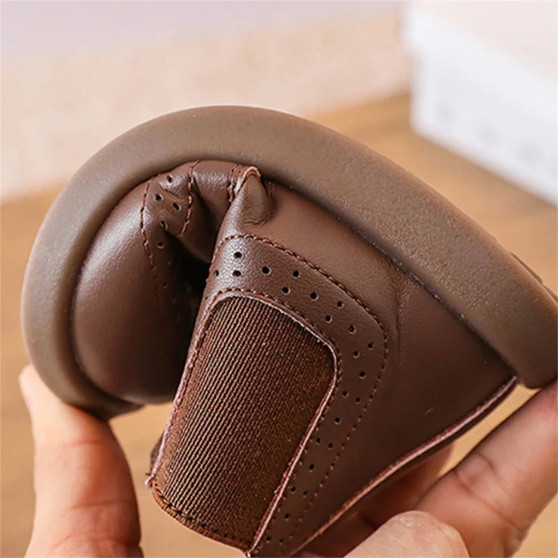 New Spring Autumn Baby Leather Ankle Boots Rubber Sole Toddler Shoes Little Girls Fashion Boots