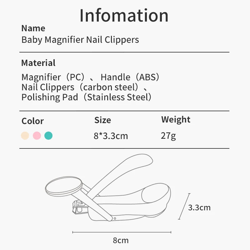 Infant Baby Nail Cutting Clippers, Children Kids Magnifier Glass Finger Nail Cutter