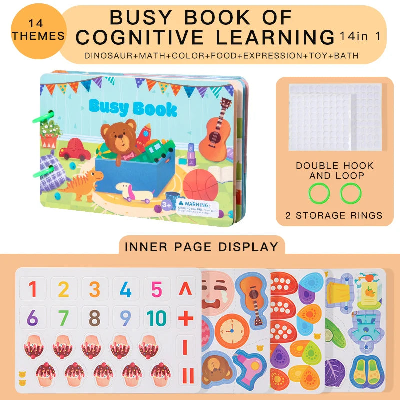 Montessori Reusable Sticker Busy Card Book – Numbers Matching Puzzle Game for Kids Educational Toy