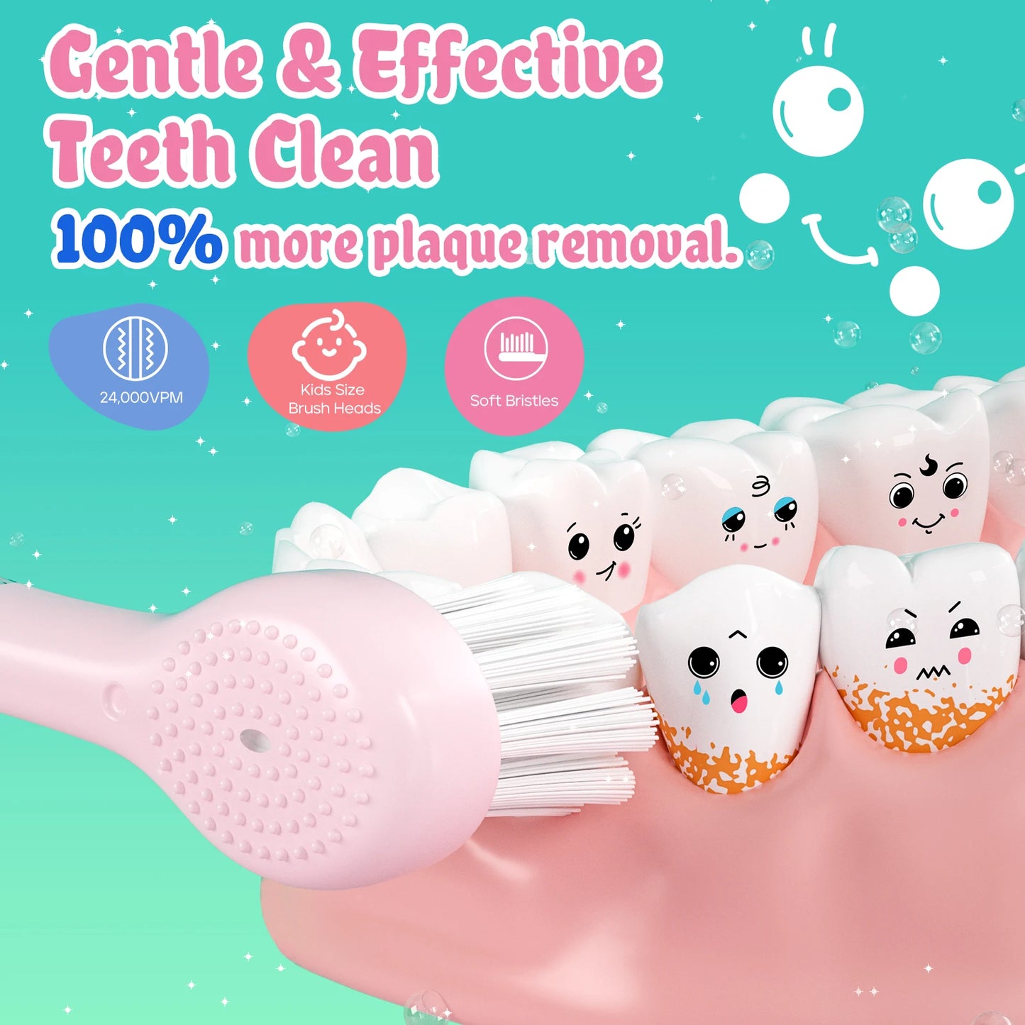 Seago Kids Electric Toothbrush - Sonic Child Dolphin Design with LED Smart Timer - IPX7 Waterproof Teeth Cleaning