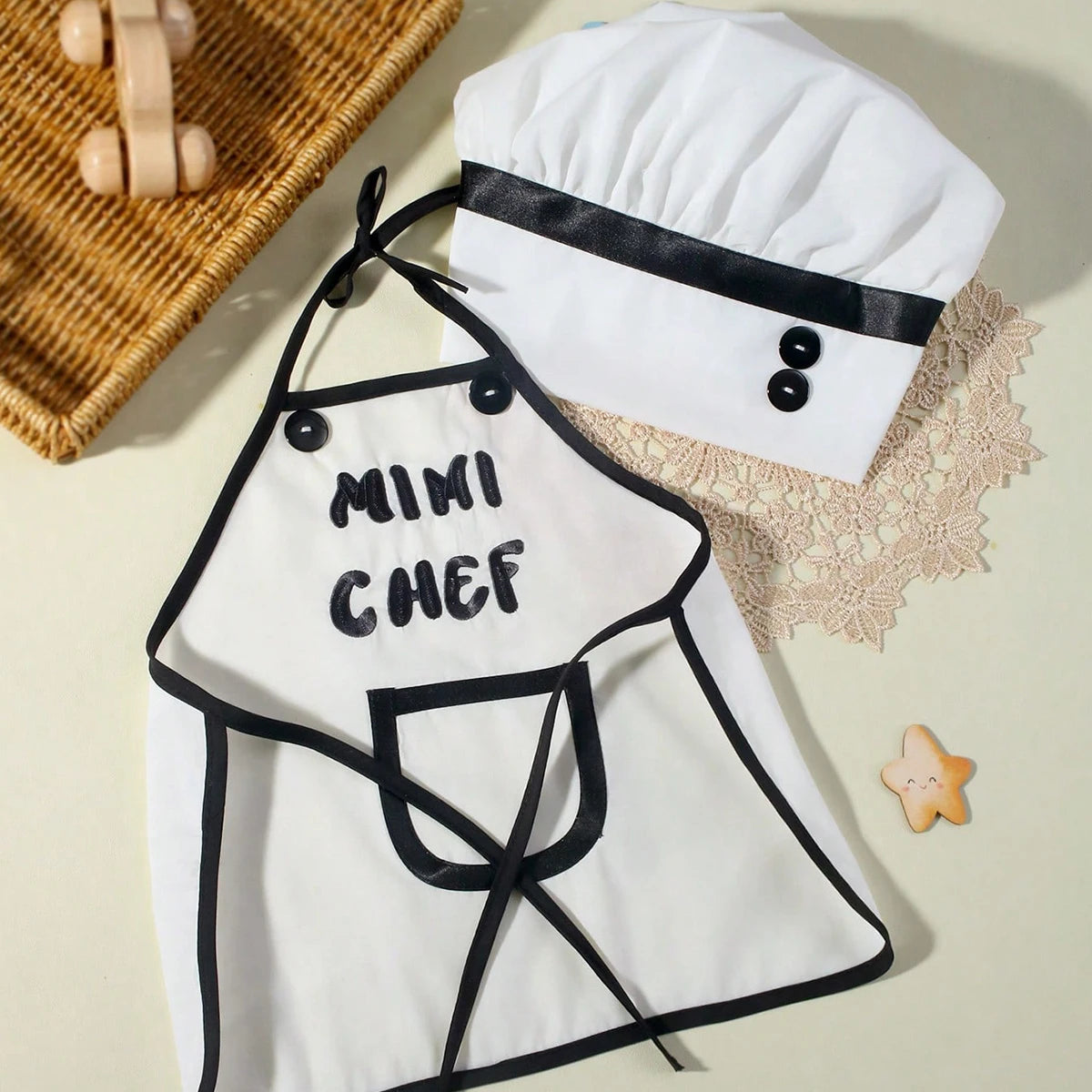 Ylsteed Newborn Chef Set – Baby Boy Photo Props with Bread Print, Newborn Photography Outfit for Picture Shoots