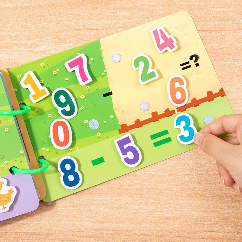 Montessori Reusable Sticker Busy Card Book – Numbers Matching Puzzle Game for Kids Educational Toy